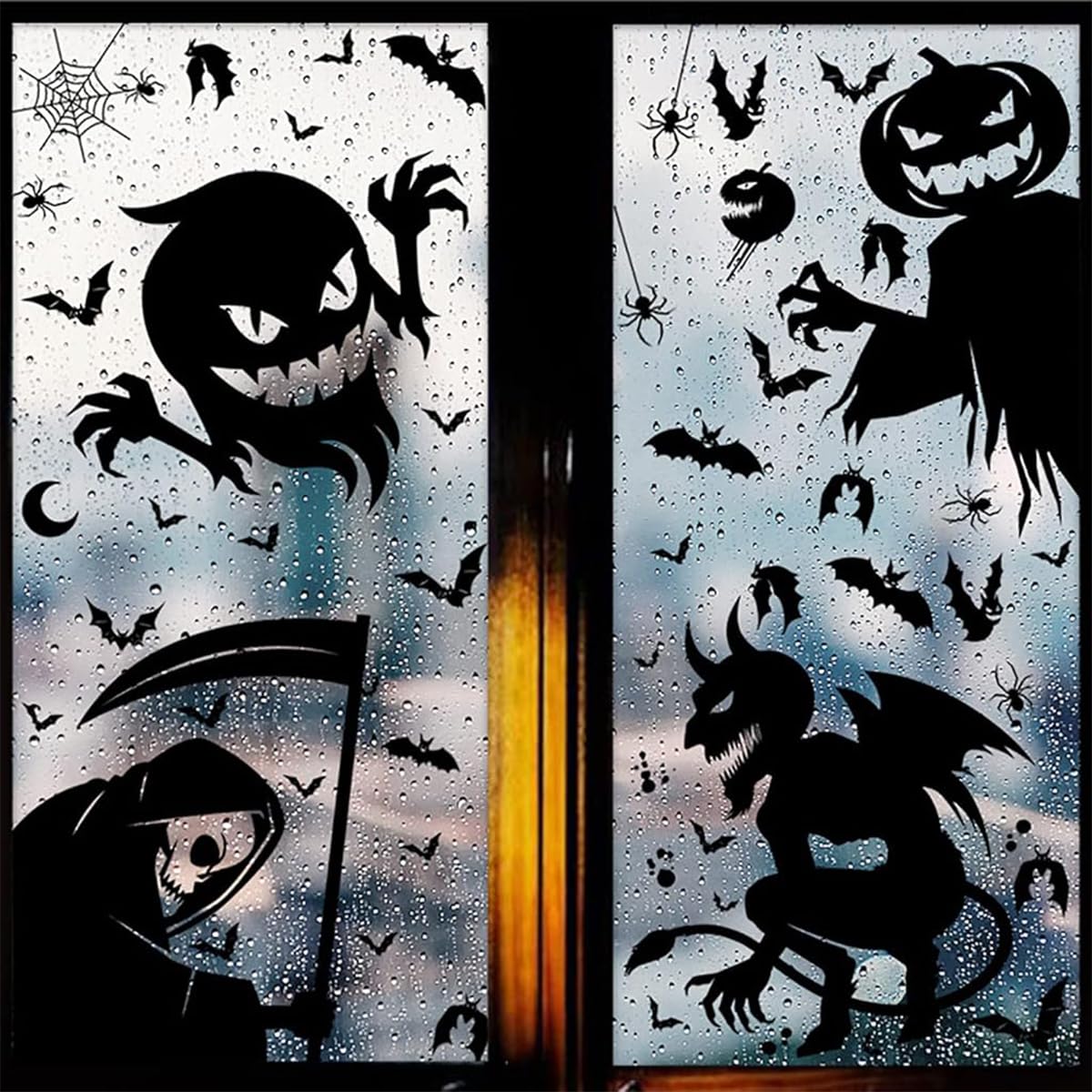HASTHIP Halloween Window Decals Spooky Ghost Devil Window Stickers Black Silhouette Non-Adhesive Halloween Wall Stickers Halloween Party Room Decor HASTHIP Halloween Window Decals Spooky Ghost Devil Window Stickers Black Silhouette Non-Adhesive Halloween Wall Stickers Halloween Party Room Decor